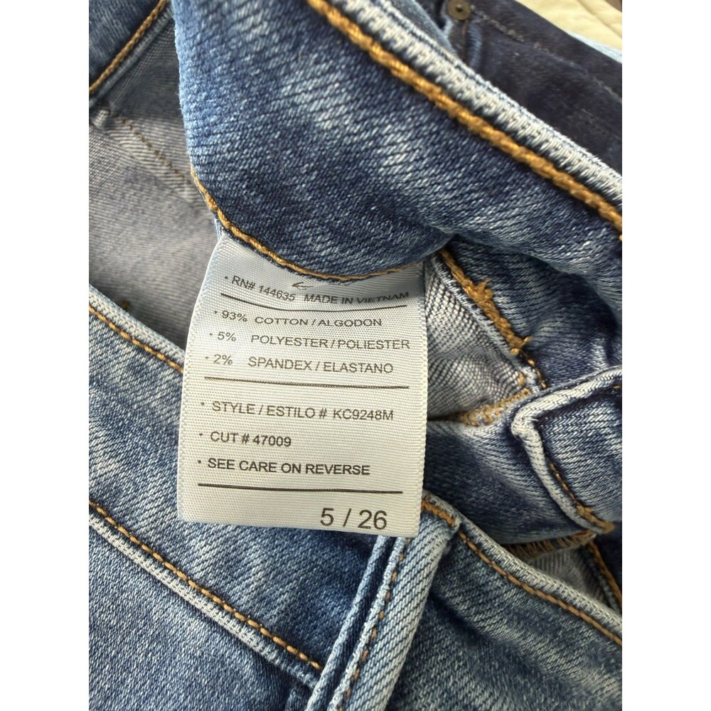 Kancan High Rise Wide Leg long Jeans Medium Wash faux front Pocket Size 5/26 - Picture 4 of 5